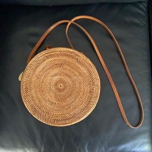 Rattan Woven Wick Boho Circle Round Purse